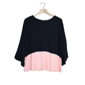 Anthropologie Sam & Lavi Women's M Color Block 3/4 Sleeve Top in Black, Pink